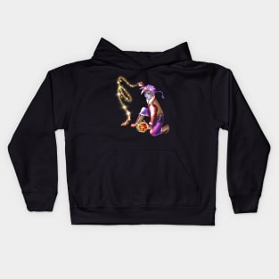 Dnd dark elf druid girl with a magical whip Kids Hoodie